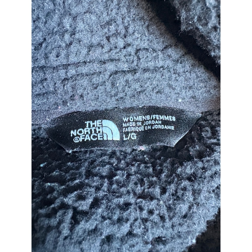 The North Face Womens Fleece Hooded Snap Front Jacket Black Sherpa Yoke Large - Picture 3 of 4